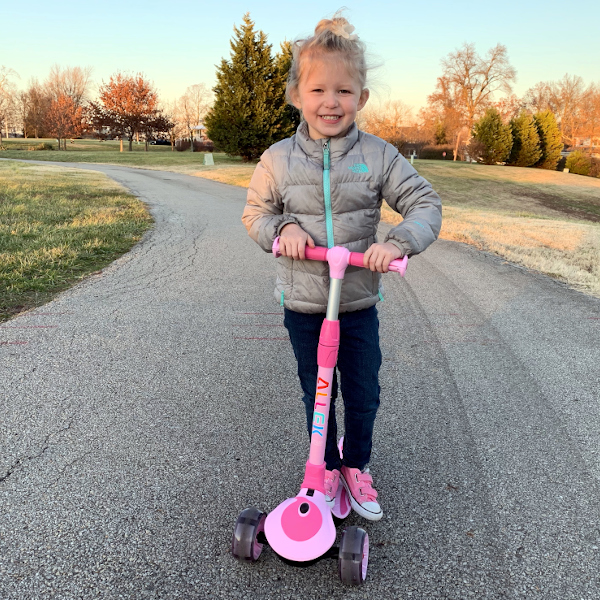 allek scooter F01 folding pink girl kick push 3 wheel