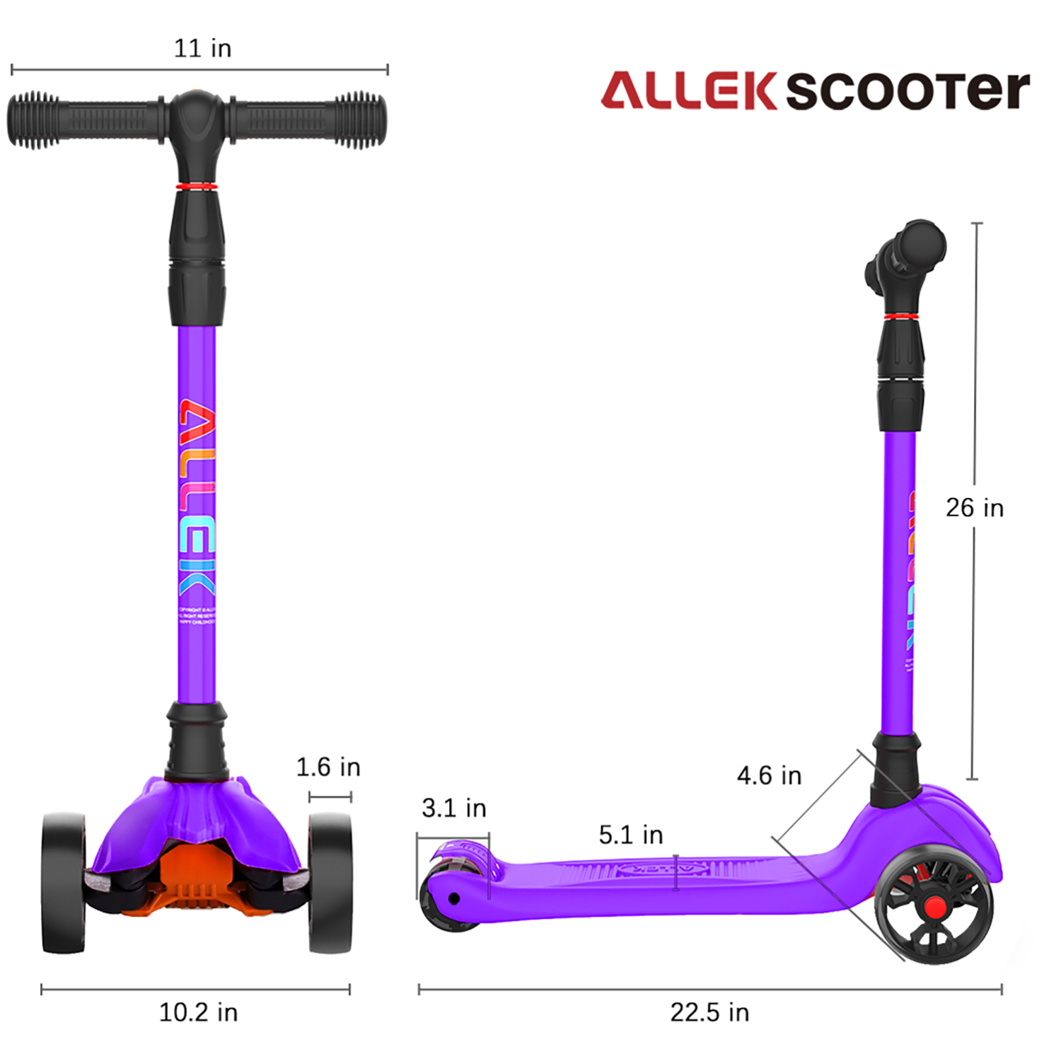 Kick Scooter :: Allek Kick Scooter B02 (Purple) - Allek Scooter Online ...