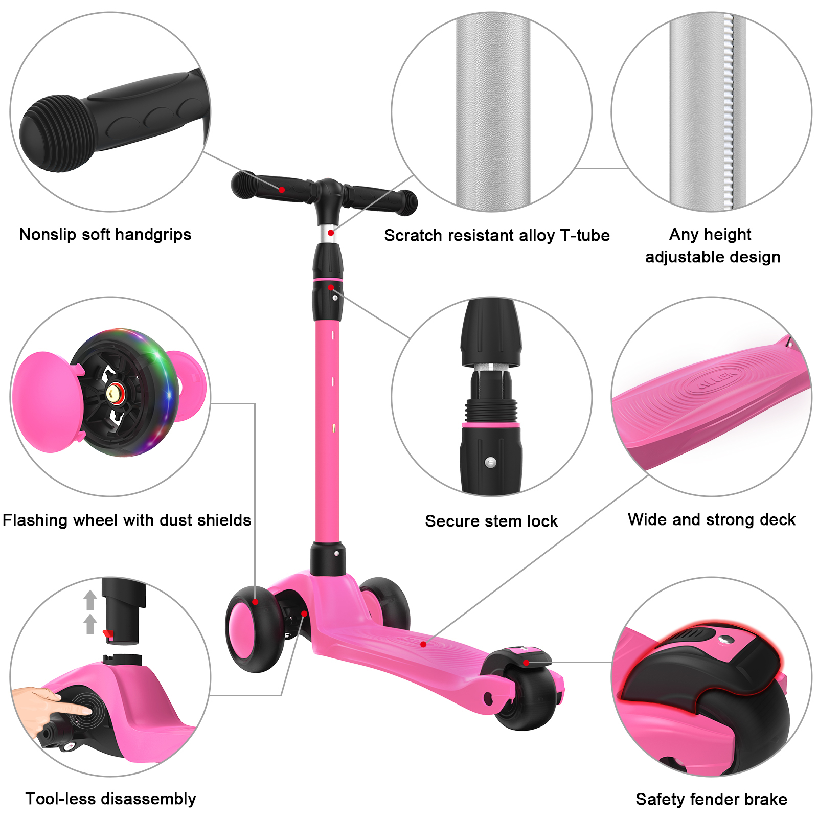 Allek Kick Scooter B03 Pink