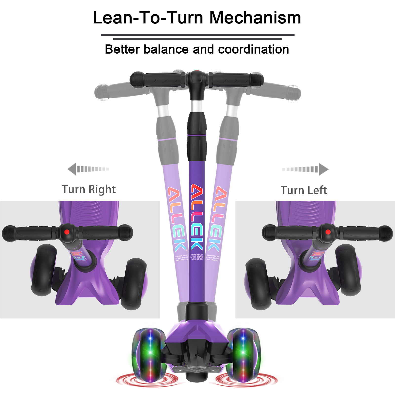Allek 3 wheel kick scooter deals